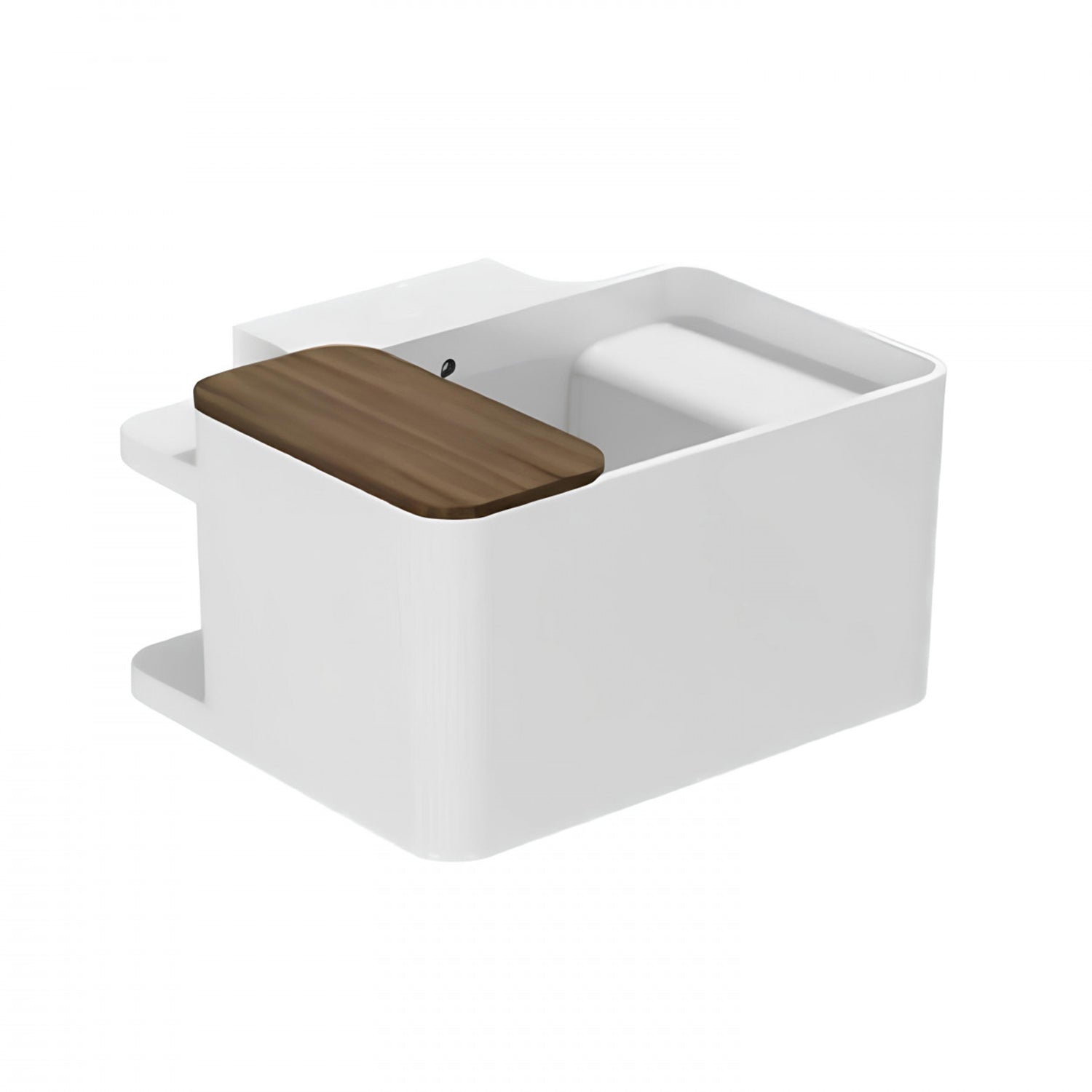 Lavabo sospeso Azzurra Anfibio 60x50 cm con piano in legno - Bianco lucido by CeramicStore | Lo specialista del tuo bagno