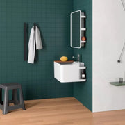 Lavabo sospeso Azzurra Anfibio 60x50 cm con piano in legno - Bianco lucido by CeramicStore | Lo specialista del tuo bagno