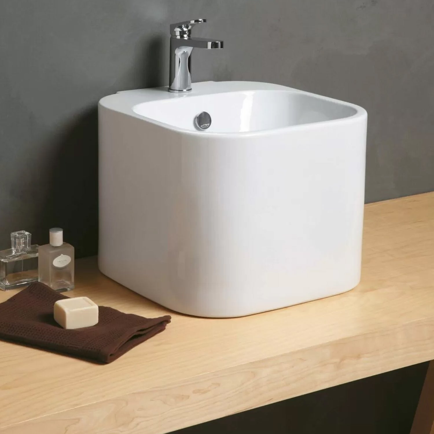 Lavabo Azzurra Tandem 44x43 cm sospeso/appoggio senza foro - Bianco lucido
