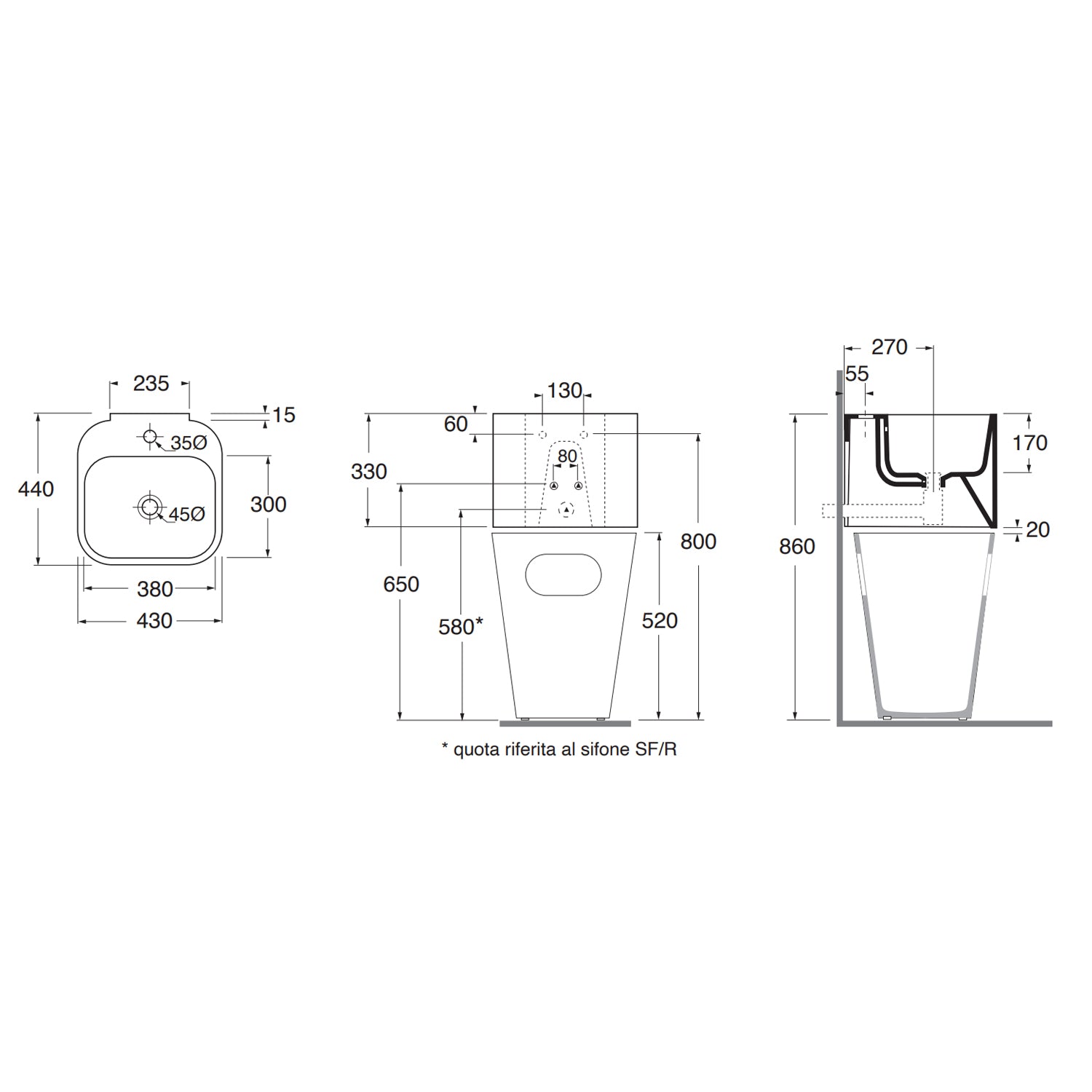 Lavabo Azzurra Tandem 44x43 cm sospeso/appoggio - Bianco lucido