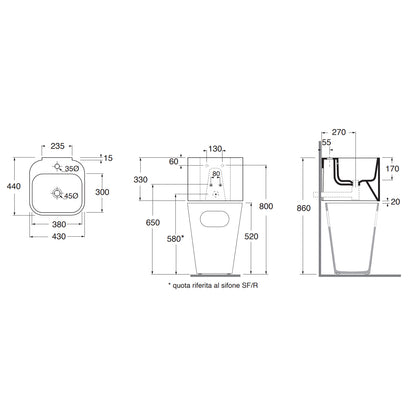 Lavabo Azzurra Tandem 44x43 cm sospeso/appoggio - Bianco lucido