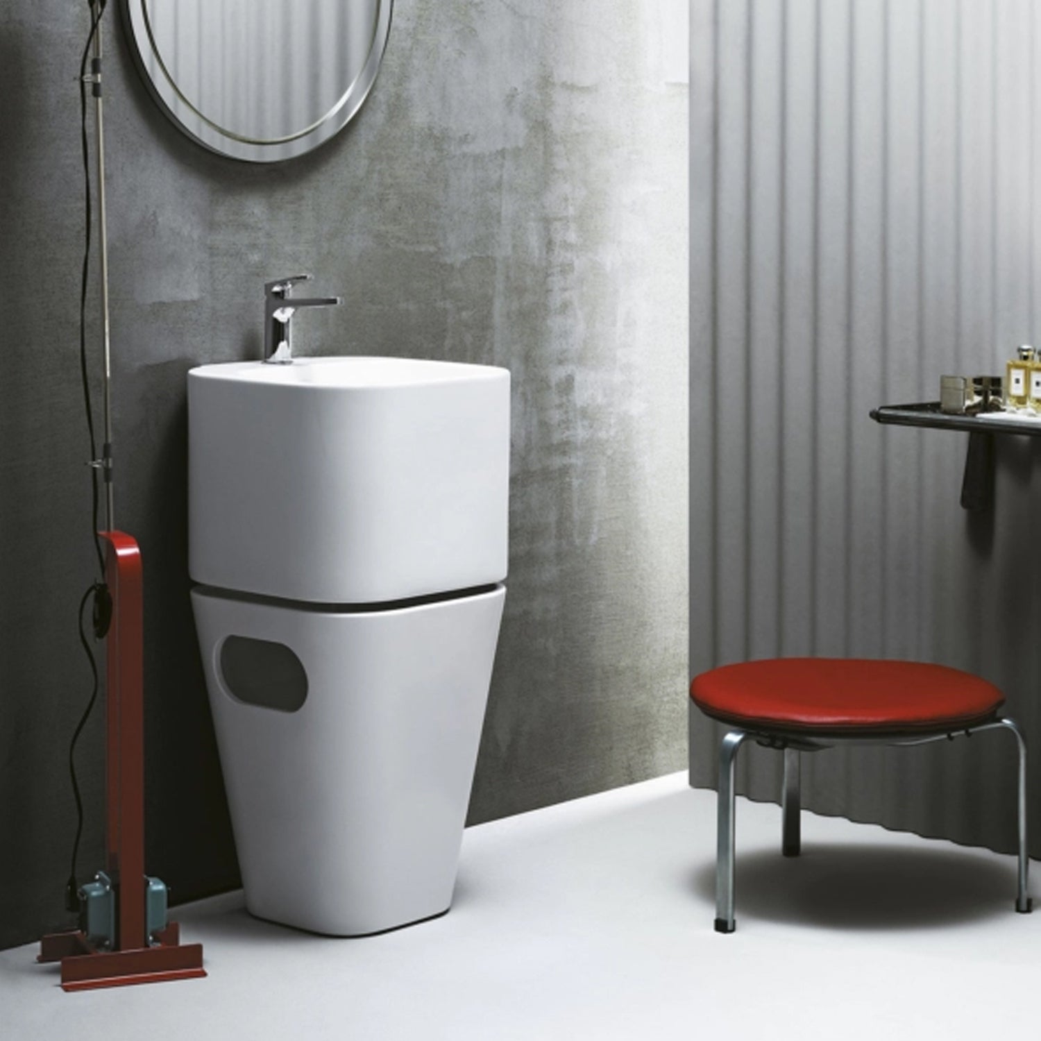 Lavabo Azzurra Tandem con cesto contenitore e foro rubinetteria 44x43 cm - Bianco lucido by CeramicStore | Lo specialista del tuo bagno
