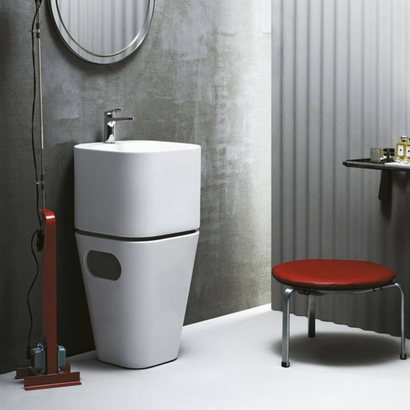Lavabo Azzurra Tandem con cesto contenitore e foro rubinetteria 44x43 cm - Bianco lucido by CeramicStore | Lo specialista del tuo bagno