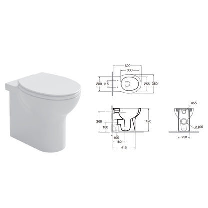 Coppia sanitari filomuro Ceramica Azzurra modello Clik 52x35 cm con sedile Softclose