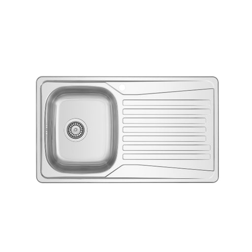 Lavello da cucina in acciaio inox modello LS04 con sgocciolatoio a destra 80x50 cm by CeramicStore | Lo specialista del tuo bagno