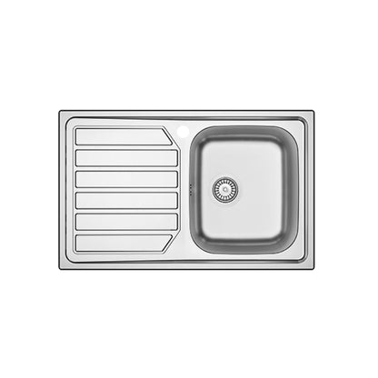 Lavello da cucina in acciaio inox modello LS04 con sgocciolatoio a sinistra 80x50 cm by CeramicStore | Lo specialista del tuo bagno