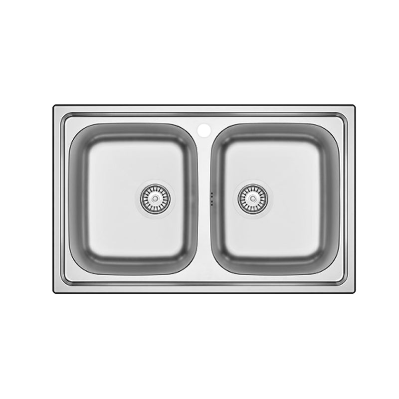 Lavello da cucina in acciaio inox modello LS05 con due vasche 80x50 cm by CeramicStore | Lo specialista del tuo bagno