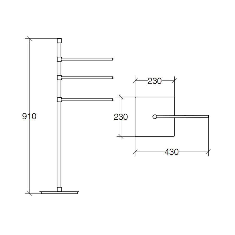 Piantana con tre barre porta asciugamani Lineabeta collezione Ranpin in ottone cromato Base Quadrata