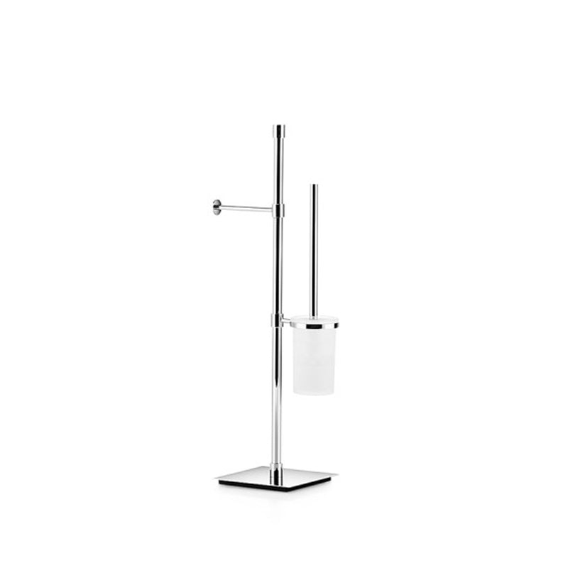 Piantatana portarotolo e portascopino con scopino incluso Lineabeta collezione Ranpin in ottone cromato base quadrata