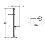 Piantatana portarotolo e portascopino con scopino incluso Lineabeta collezione Ranpin in ottone cromato base quadrata