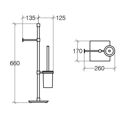 Piantatana portarotolo e portascopino con scopino incluso Lineabeta collezione Ranpin in ottone cromato base quadrata