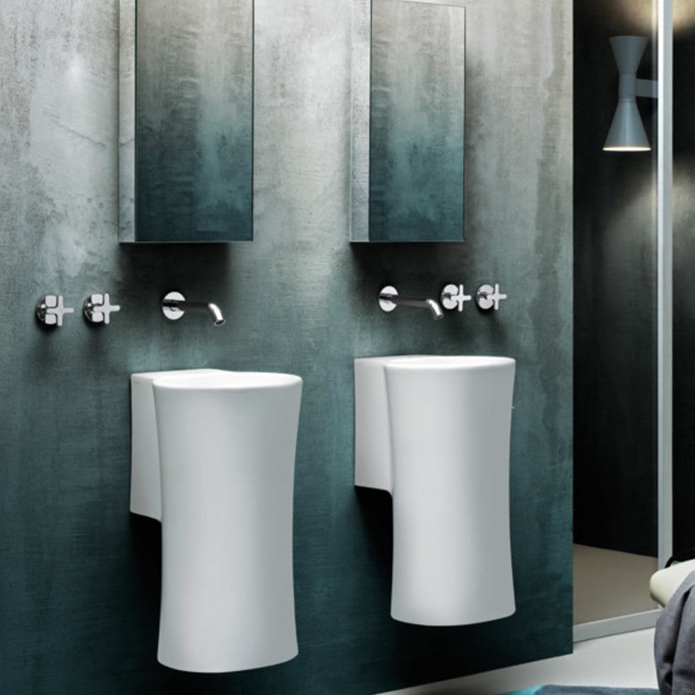 Lavabo lavamani sospeso Nativo Ceramica Azzurra senza foro rubinetto - Bianco lucido by CeramicStore | Lo specialista del tuo bagno