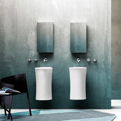 Lavabo lavamani sospeso Nativo Ceramica Azzurra senza foro rubinetto - Bianco lucido by CeramicStore | Lo specialista del tuo bagno