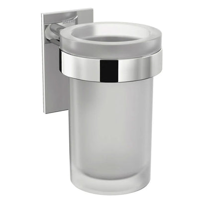 Porta spazzolino da incollo in vetro satinato della collezione 'Stick' by Cosmic - supporto in ottone cromato by CeramicStore | Lo specialista del tuo bagno