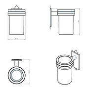 Porta spazzolino da incollo in vetro satinato della collezione 'Stick' by Cosmic - supporto in ottone verniciato nero
