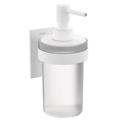 Dispenser sapone da incollo in vetro satinato della collezione 'Stick' by Cosmic - supporto in ottone verniciato bianco by CeramicStore | Lo specialista del tuo bagno
