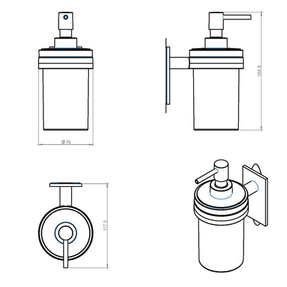 Dispenser sapone da incollo in vetro satinato della collezione 'Stick' by Cosmic - supporto in ottone verniciato bianco by CeramicStore | Lo specialista del tuo bagno