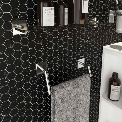 Porta asciugamani da incollo in ottone cromato della collezione 'Stick' by Cosmic - cm 25,5x10x7 by CeramicStore | Lo specialista del tuo bagno