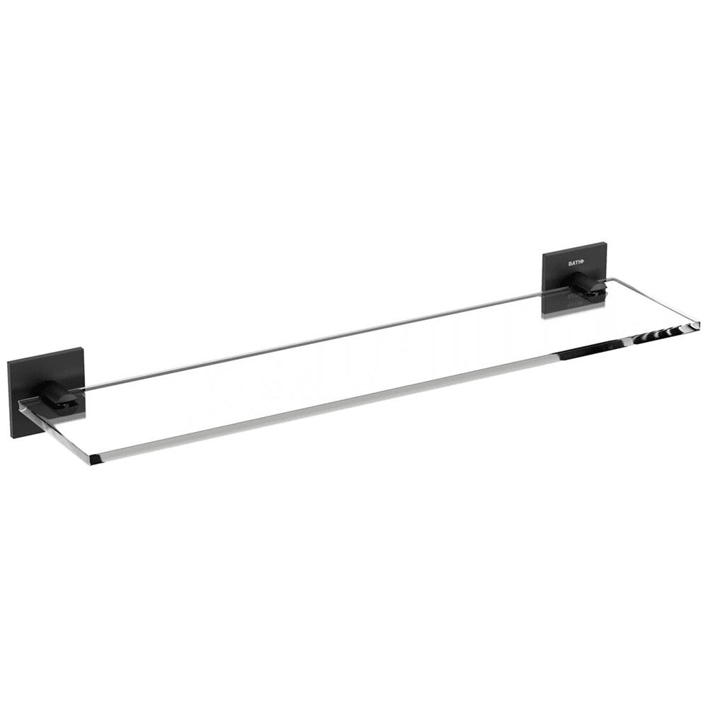 Mensola vetro da incollo della collezione 'Stick' by Cosmic - cm 40 - supporti in ottone verniciato nero by CeramicStore | Lo specialista del tuo bagno