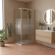 Box doccia Iconic cm 80x120 con apertura scorrevole angolare in vetro anticalcare Smart Clean serigrafato 6 mm by CeramicStore | Lo specialista del tuo bagno