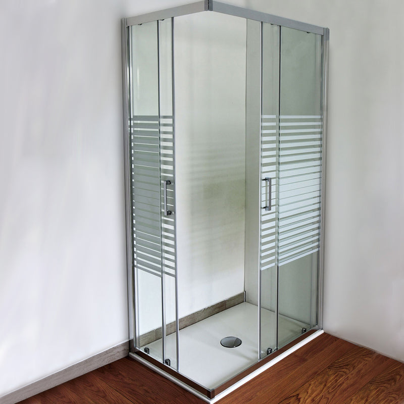 Box doccia Iconic cm 75x90 con apertura scorrevole angolare in vetro anticalcare Smart Clean serigrafato 6 mm by CeramicStore | Lo specialista del tuo bagno