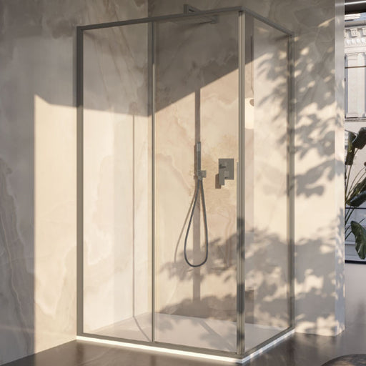 Box Doccia rettangolare 90x150 in cristallo da 6 mm e profilo minimale in alluminio colore Tortora. Versione Sinistra by CeramicStore | Lo specialista del tuo bagno
