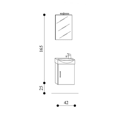 Mobile bagno sospeso Mini42 cm 42x190x29,5 laccato lucido grigio nuvola by CeramicStore | Lo specialista del tuo bagno