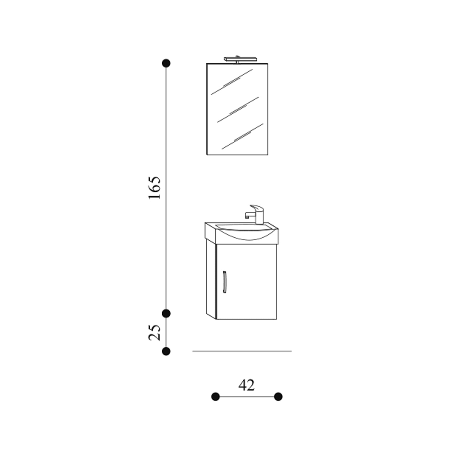 Mobile bagno sospeso Mini42 cm 42x190x29,5 rovere scuro by CeramicStore | Lo specialista del tuo bagno