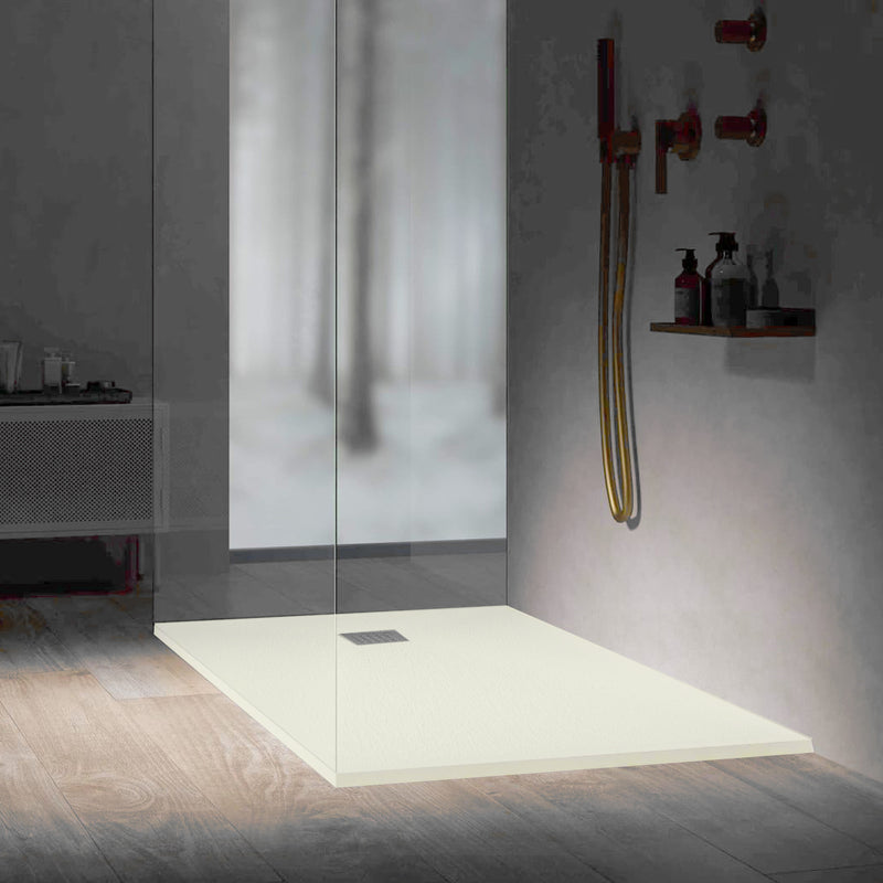 Piatto doccia in ceramica alta pressione effetto ardesia 100x70 colore Avorio Petra H3