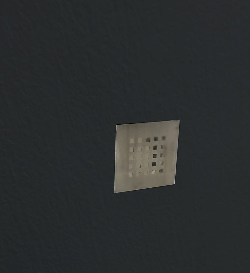 Piatto doccia in ceramica alta pressione effetto ardesia 100x80 colore Nero Petra H3