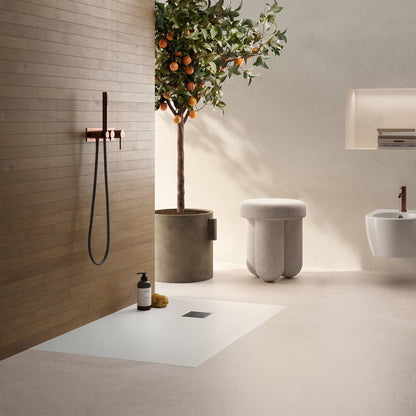 Piatto doccia in ceramica alta pressione effetto levigato 120x70 colore bianco Petra H3