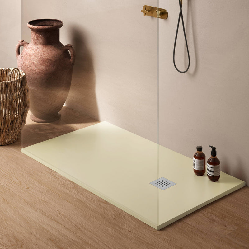 Piatto doccia in ceramica alta pressione effetto levigato 100x80 colore Avorio Petra H3