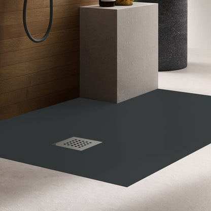 Piatto doccia in ceramica alta pressione effetto levigato 120x70 colore Nero Petra H3
