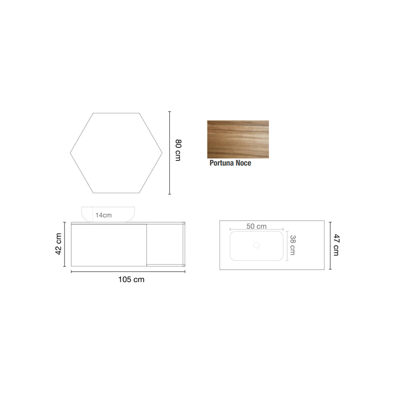Mobile bagno sospeso con specchiera e lavabo da appoggio modello Emerald - Noce by CeramicStore | Lo specialista del tuo bagno