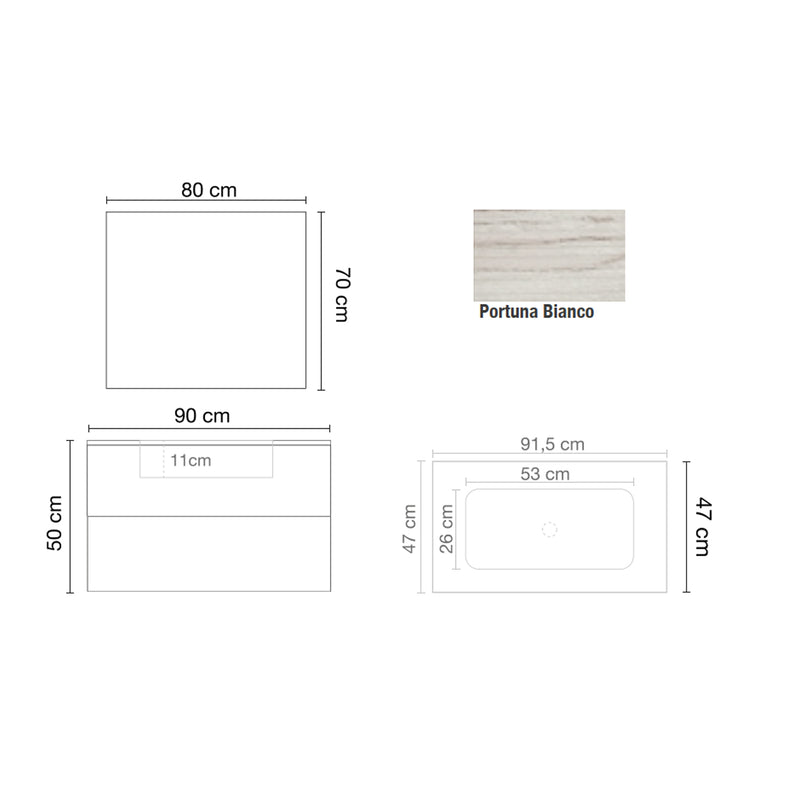 Mobile bagno sospeso con specchiera e lavabo modello Serena - Bianco by CeramicStore | Lo specialista del tuo bagno