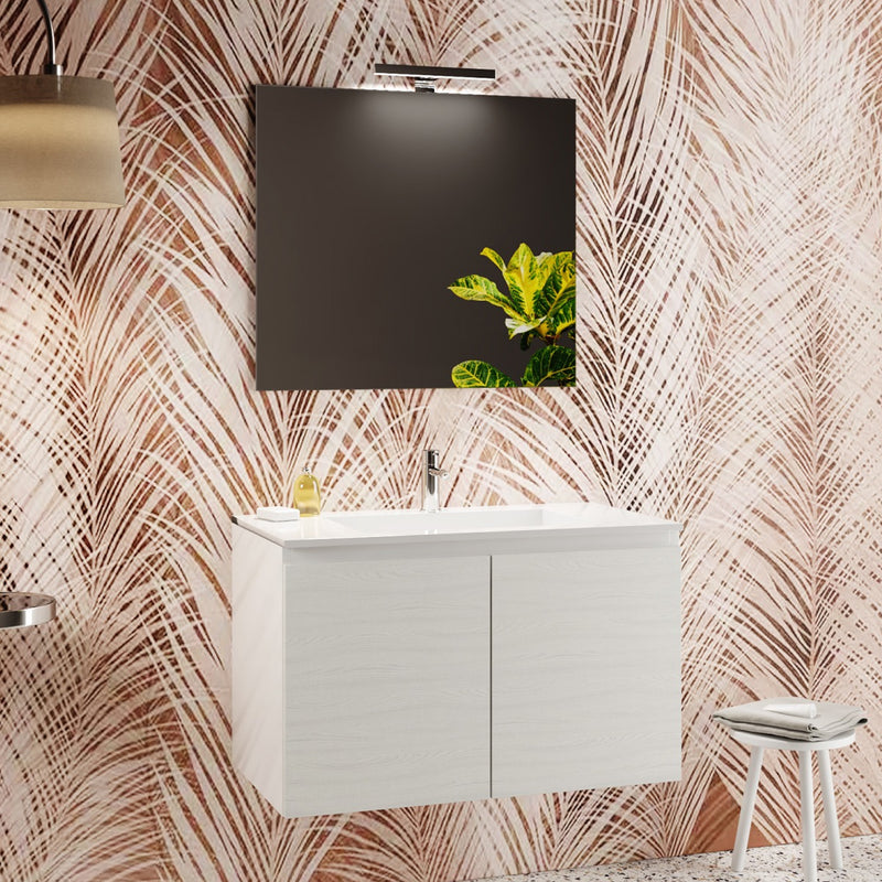 Mobile bagno sospeso con specchiera e lavabo modello Dalila - Bianco by CeramicStore | Lo specialista del tuo bagno