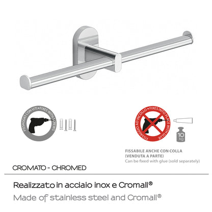 Portarotolo doppio in Acciaio Inox Gedy serie Febo - Cromato