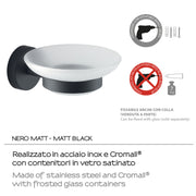 Portasapone a muro in Acciaio Inox Eros di Gedy - Nero Matt by CeramicStore | Lo specialista del tuo bagno