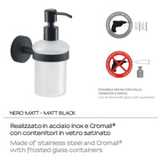 Dosasapone a muro in Acciaio Inox Eros di Gedy - Nero Matt by CeramicStore | Lo specialista del tuo bagno