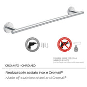 Portasalviette 45 cm a muro in Acciaio Inox Eros di Gedy - Cromato by CeramicStore | Lo specialista del tuo bagno