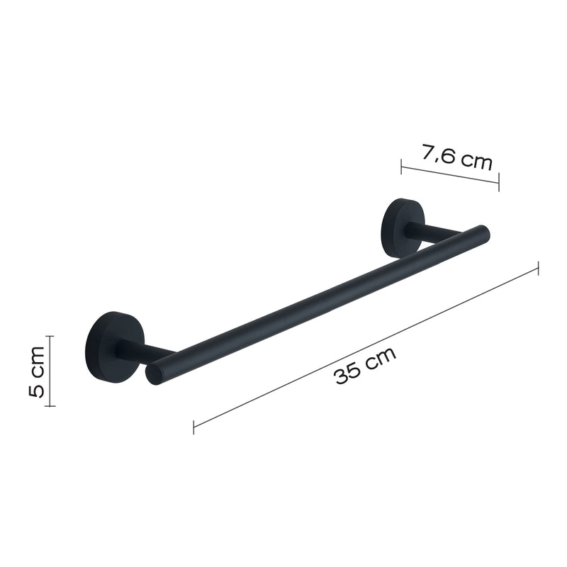 Portasalviette 35 cm a muro in Acciaio Inox Eros di Gedy - Nero Matt by CeramicStore | Lo specialista del tuo bagno
