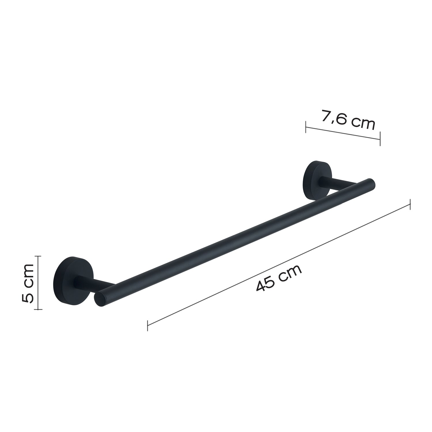 Portasalviette 45 cm a muro in Acciaio Inox Eros di Gedy - Nero Matt by CeramicStore | Lo specialista del tuo bagno