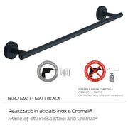 Portasalviette 45 cm a muro in Acciaio Inox Eros di Gedy - Nero Matt by CeramicStore | Lo specialista del tuo bagno