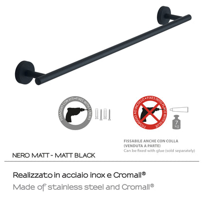 Portasalviette 60 cm a muro in Acciaio Inox Eros di Gedy - Nero Matt by CeramicStore | Lo specialista del tuo bagno