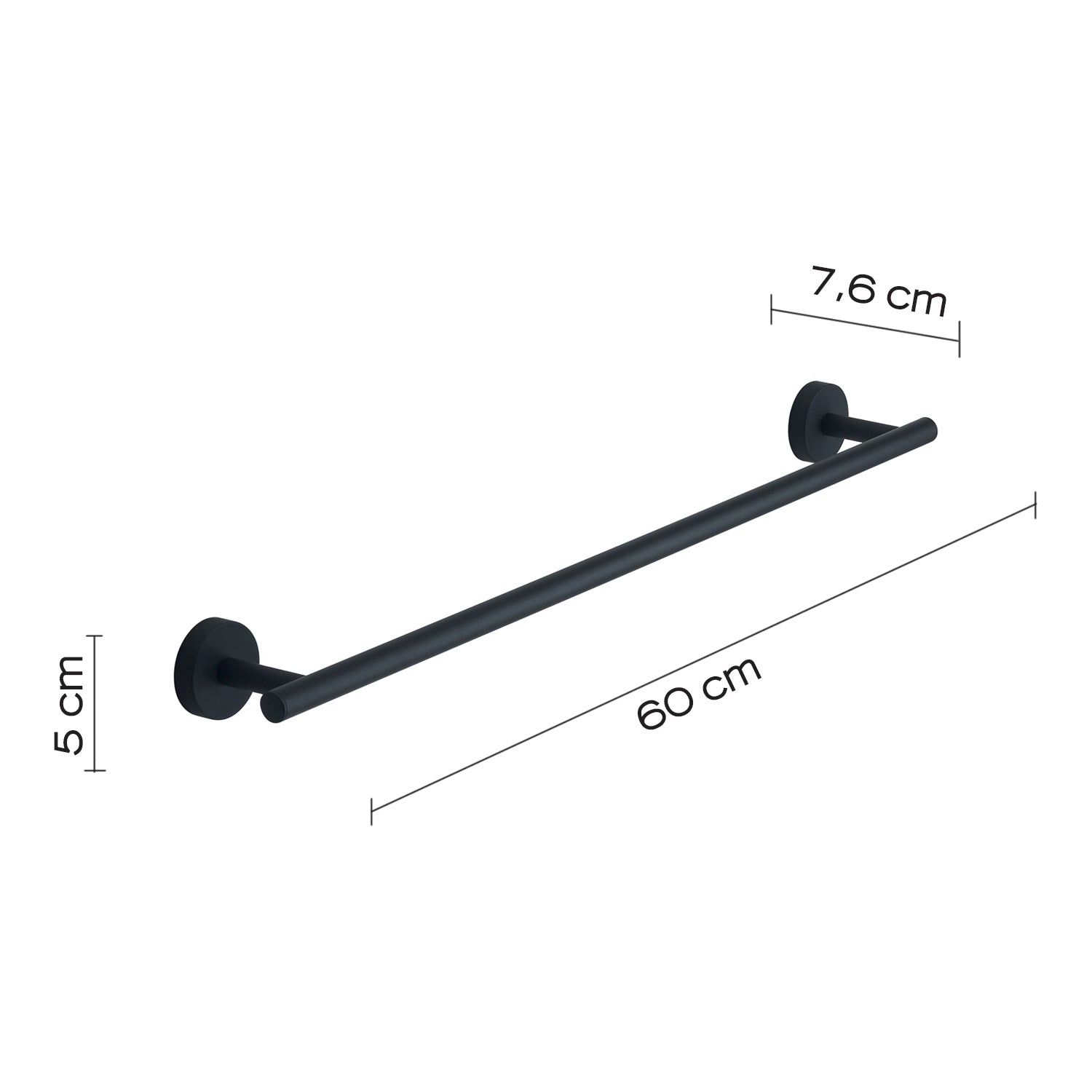 Portasalviette 60 cm a muro in Acciaio Inox Eros di Gedy - Nero Matt by CeramicStore | Lo specialista del tuo bagno