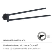 Portasalviette a snodo a muro in Acciaio Inox Eros di Gedy - Nero Matt by CeramicStore | Lo specialista del tuo bagno