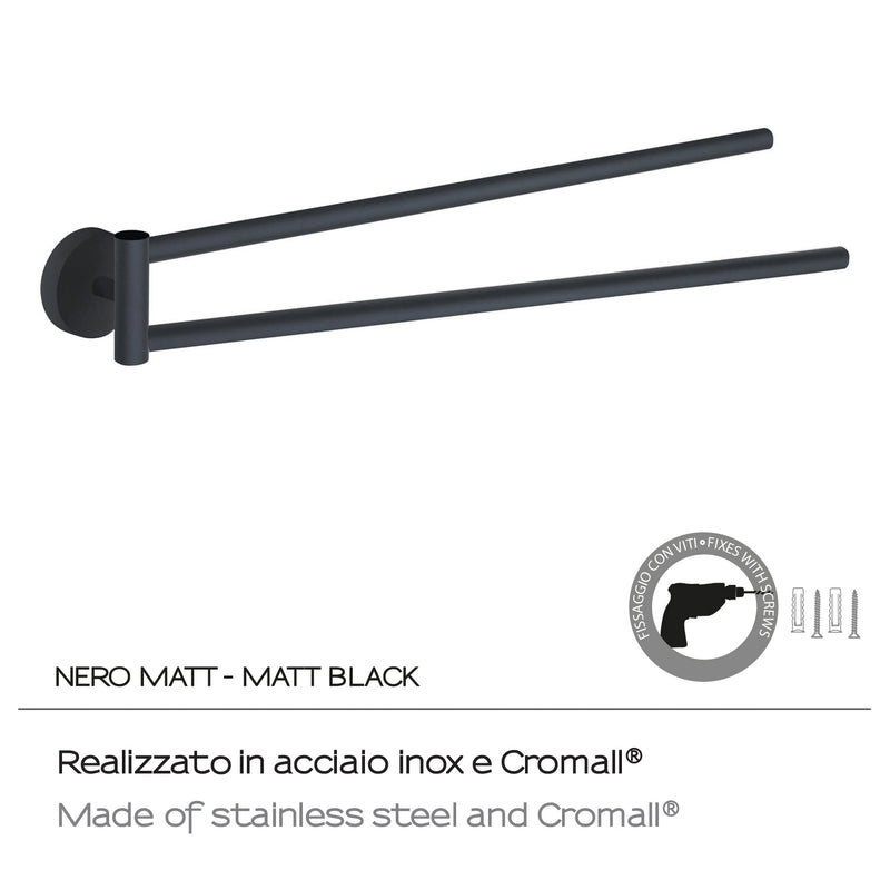 Portasalviette a snodo a muro in Acciaio Inox Eros di Gedy - Nero Matt by CeramicStore | Lo specialista del tuo bagno