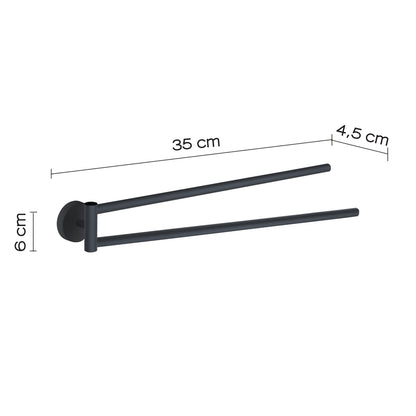 Portasalviette a snodo a muro in Acciaio Inox Eros di Gedy - Nero Matt by CeramicStore | Lo specialista del tuo bagno