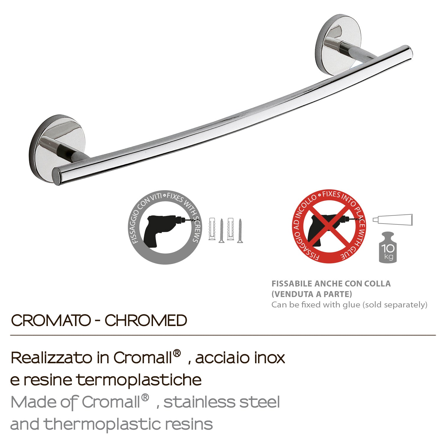 Portasalviette 45 cm a muro Vermont Pro di Gedy - Cromato by CeramicStore | Lo specialista del tuo bagno