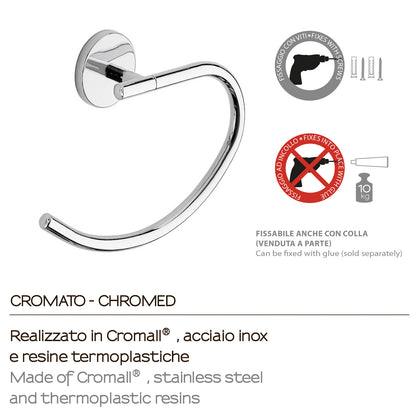 Portasalviette ad anello a muro Vermont Pro di Gedy - Cromato by CeramicStore | Lo specialista del tuo bagno